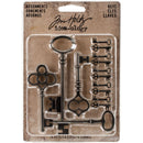 Tim Holtz Idea-Ology Metal Adornments Silver Keys 14 Pieces