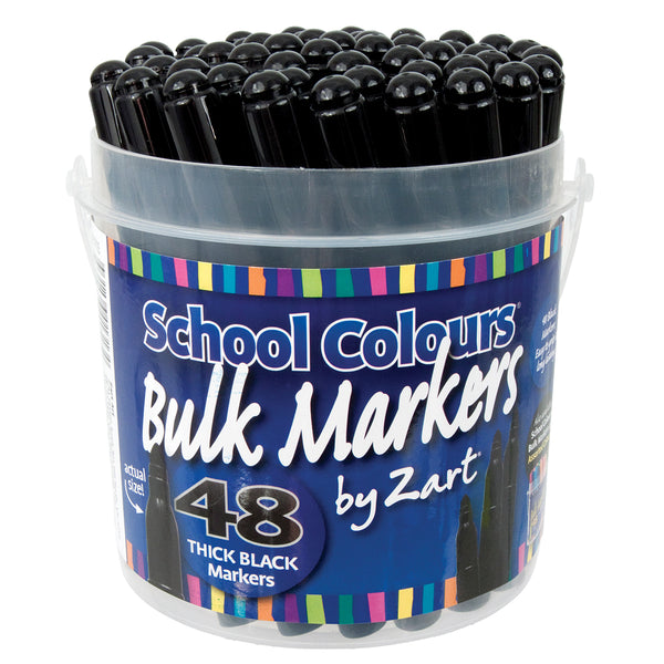 Zart School Permanent Markers Black Pack of 48