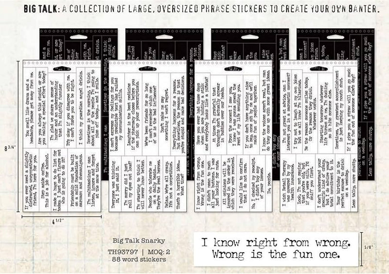 Tim Holtz Idea-Ology Big Talk Sticker Book Snarky