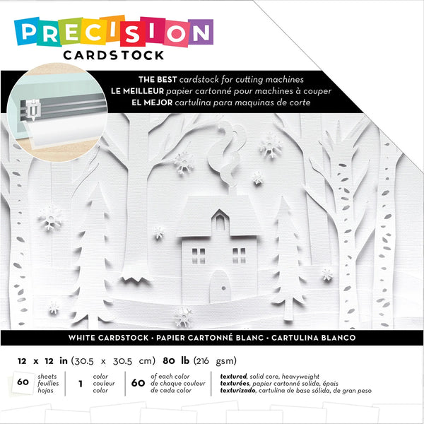 American Crafts 12" x 12" Textured 60 Sheets White Precision Cardstock