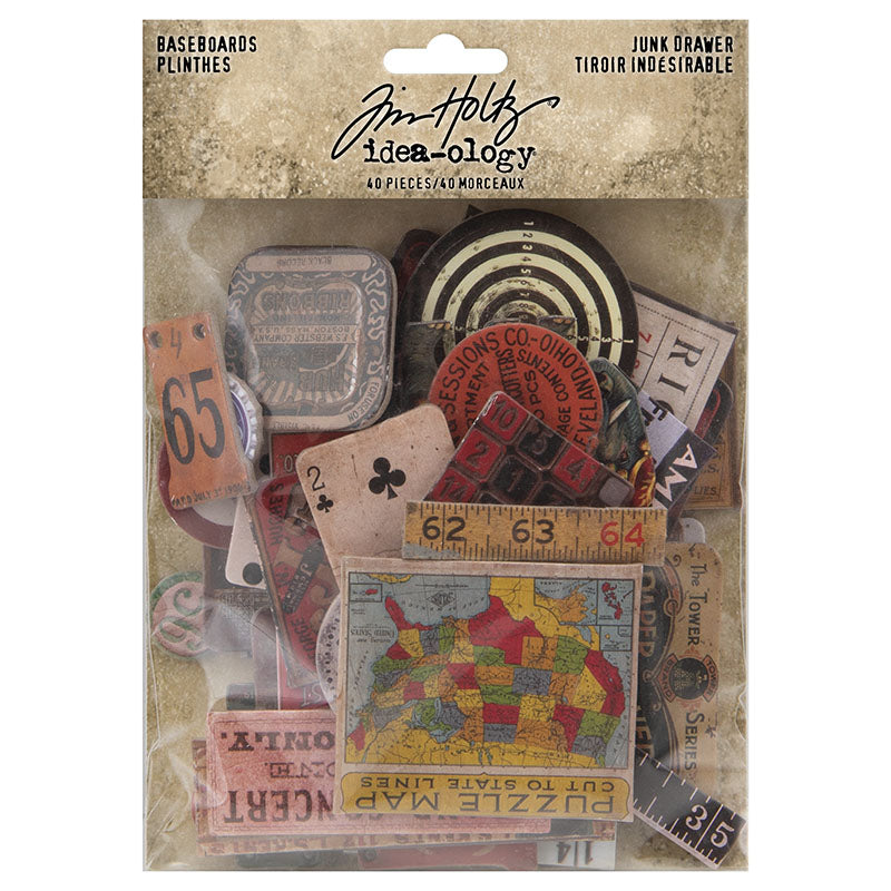 Tim Holtz Idea-Ology Baseboards Junk Drawer 40 Pieces