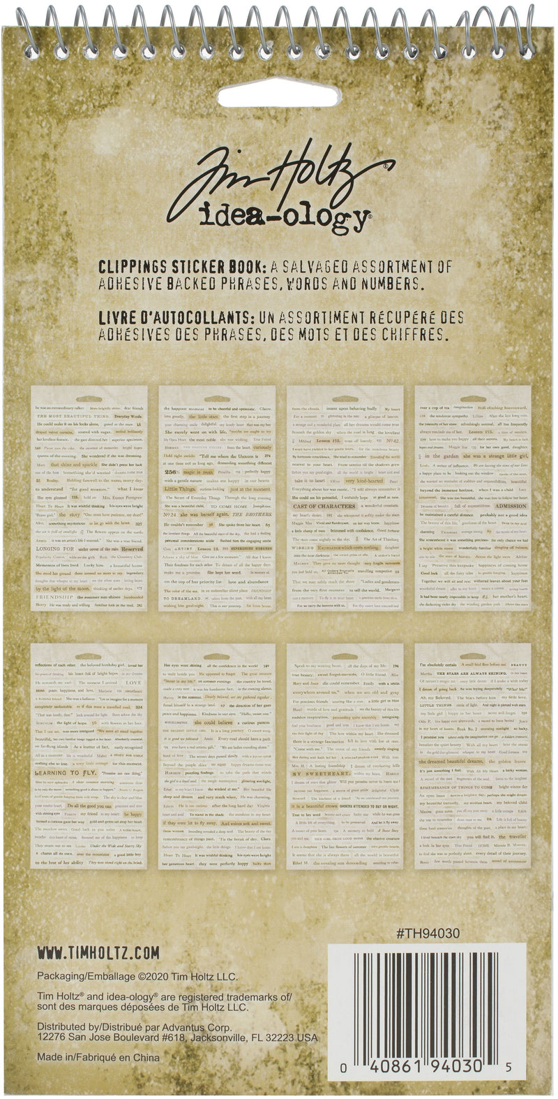 Tim Holtz Idea-Ology 4.5"X8.75" Clippings Sticker Book 622 Pieces