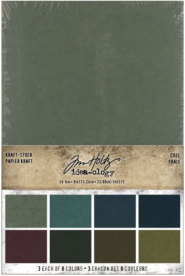 Tim Holtz Idea-Ology Kraft-Stock Stack 6"X9" Cool Cardstock Pad of 24 Sheets