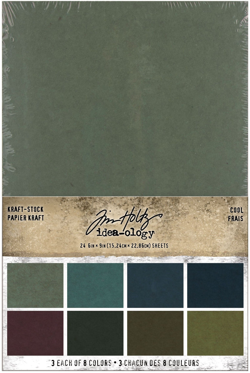 Tim Holtz Idea-Ology Kraft-Stock Stack 6"X9" Cool Cardstock Pad of 24 Sheets