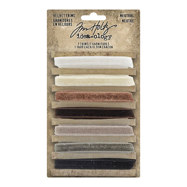 Tim Holtz Idea-Ology Velvet Trims Neutral 7 Pieces