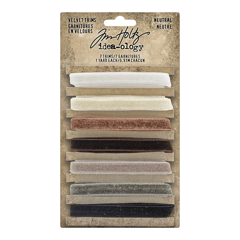 Tim Holtz Idea-Ology Velvet Trims Neutral 7 Pieces