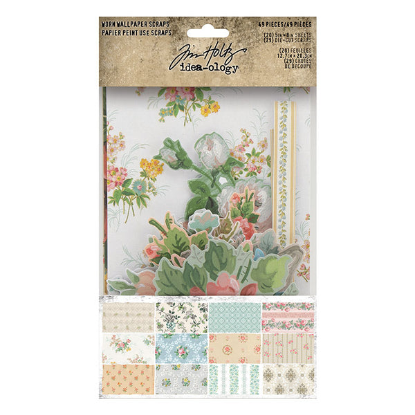 Tim Holtz Idea-Ology Worn Wallpaper Scraps 49 Pieces