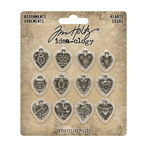Tim Holtz Idea-Ology Heart Adornments 12 Pieces