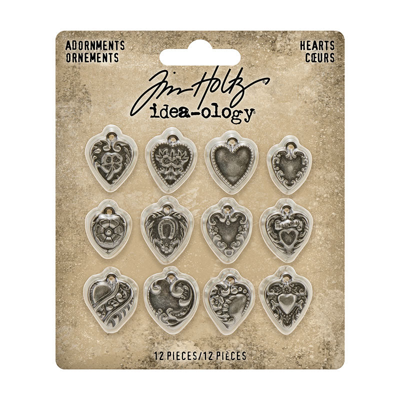 Tim Holtz Idea-Ology Heart Adornments 12 Pieces