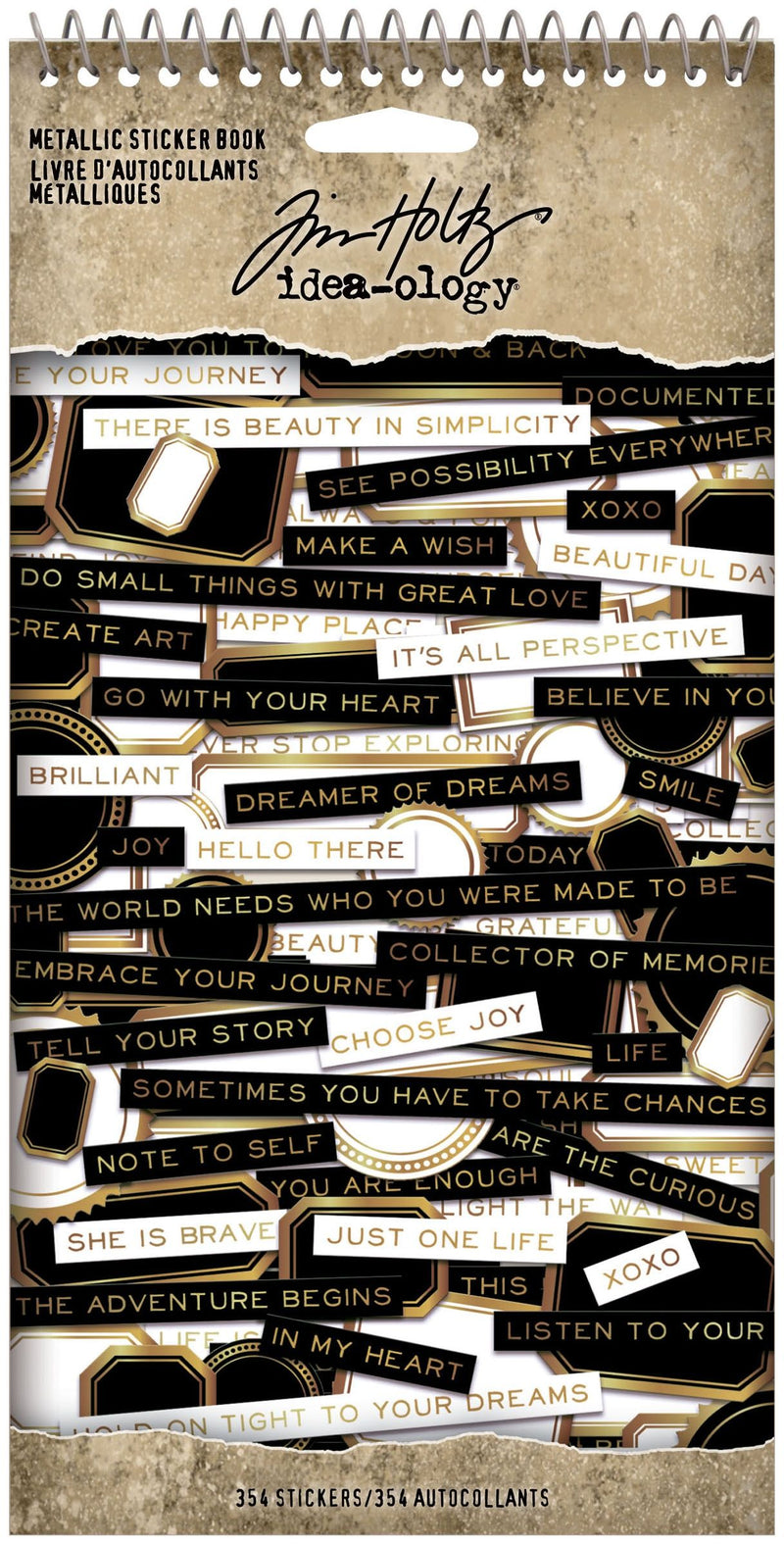 Tim Holtz Idea-Ology Spiral Bound 4.5"X8.5" Metallic Sticker Book 354 Pieces