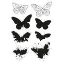 Sizzix By 49 And Market A5 Clear Stamps with Framelits Dies Painted Pencil Butterflies 10 Pieces
