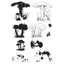 Sizzix By 49 And Market A5 Clear Stamps with Framelits Dies Painted Pencil Mushrooms 12 Pieces