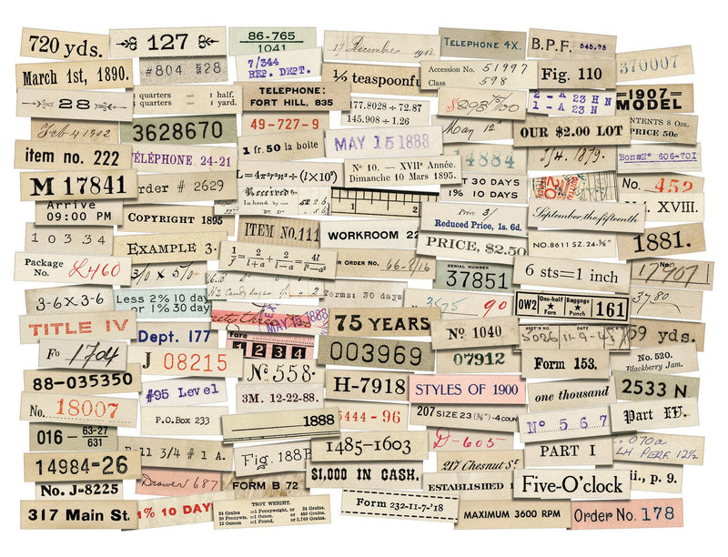 Tim Holtz Idea-Ology Number Strips Ephemera Snippets 119 Pieces