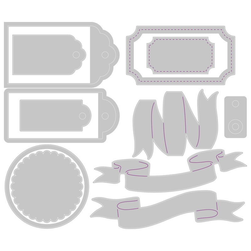 Sizzix By Kath Breen Thinlits Vintage Tags & Banners 12 Pieces
