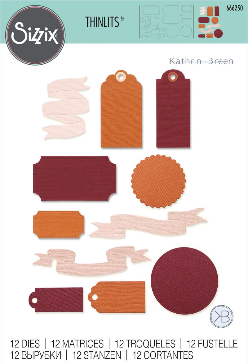 Sizzix By Kath Breen Thinlits Vintage Tags & Banners 12 Pieces