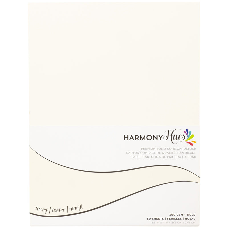 Harmony Hues 8.5"X11" 300gsm Ivory Cardstock Pack of 50 Sheets