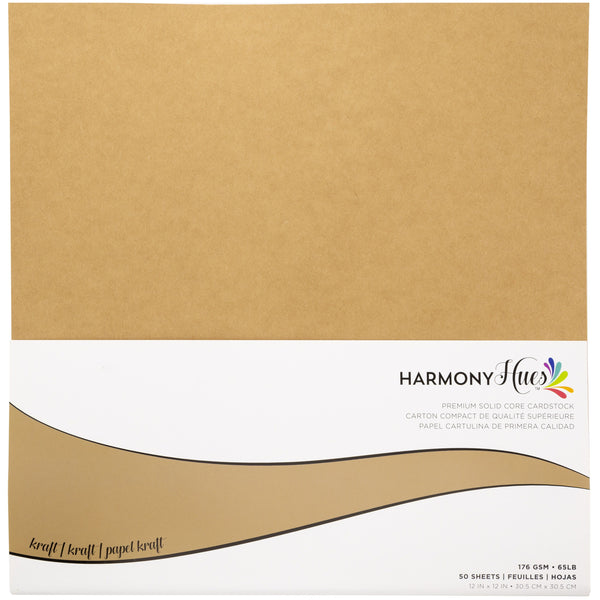 Harmony Hues 12"x12" 176gsm Kraft Cardstock Pack of 50 Sheets