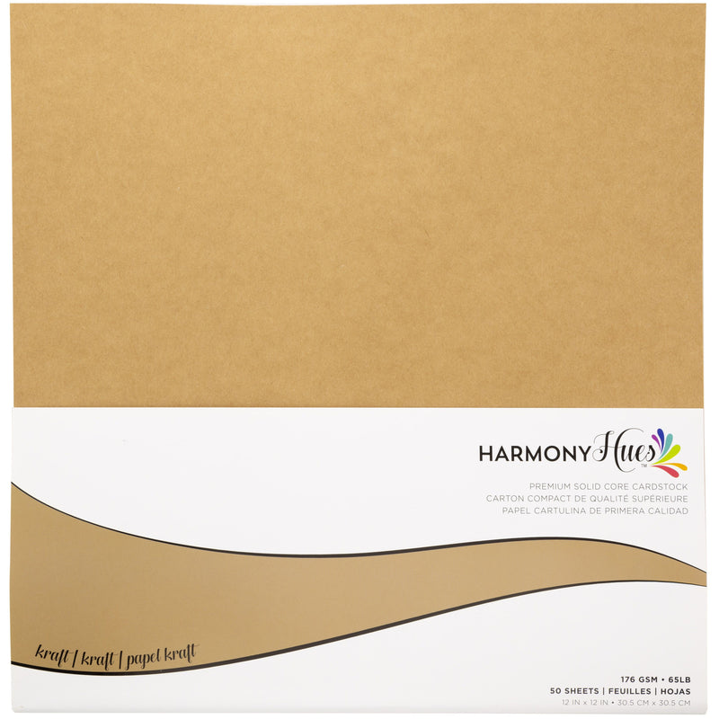 Harmony Hues 12"x12" 176gsm Kraft Cardstock Pack of 50 Sheets
