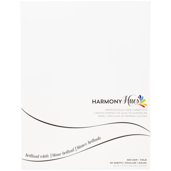 Harmony Hues 8.5"X11" 300gsm Brilliant White Cardstock Pack of 50 Sheets