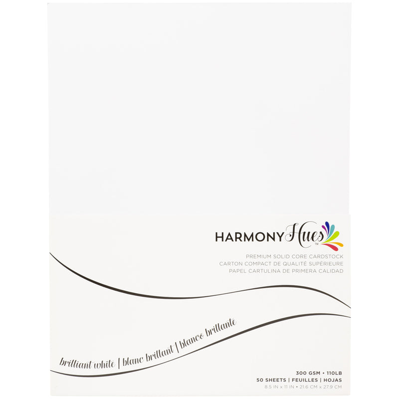 Harmony Hues 8.5"X11" 300gsm Brilliant White Cardstock Pack of 50 Sheets