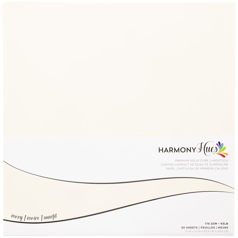 Harmony Hues 12"x12" 176gsm Ivory Cardstock Pack of 50 Sheets