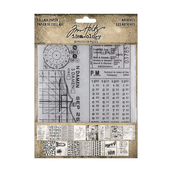 Tim Holtz Idea-Ology Collage Paper Archives 30 Pieces