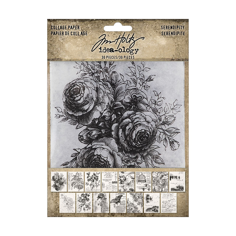 Tim Holtz Idea-Ology Collage Paper Serendipity 30 Pieces
