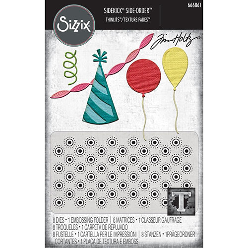 Sizzix by Tim Holtz Celebrate Embossing Folder & Dies 9 Pieces