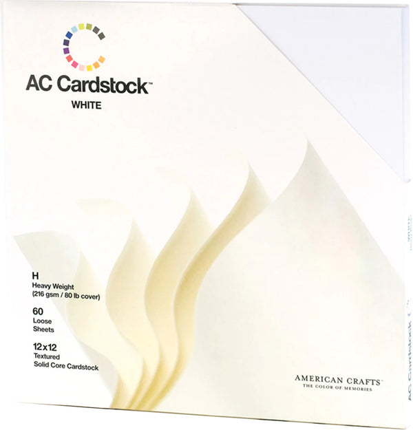 American Crafts 12" x 12" Textured 60 Sheets White Cardstock Variety Pack