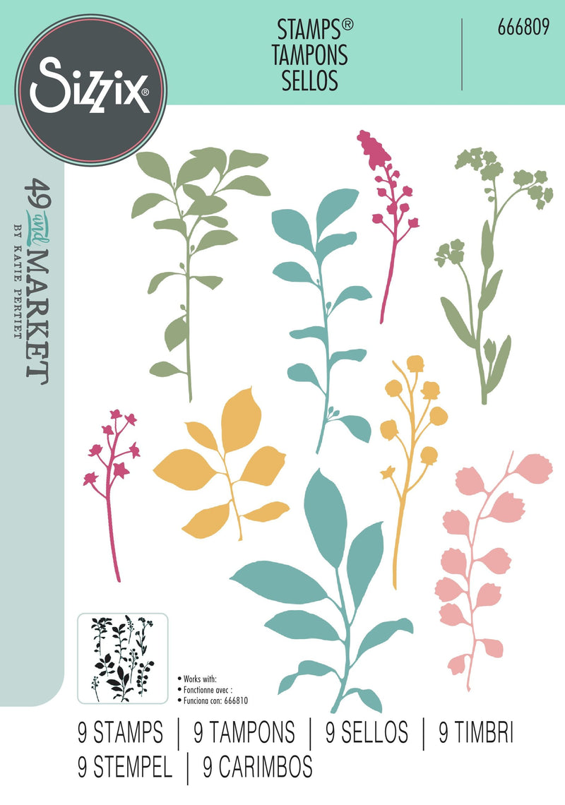 Sizzix By 49 And Market A5 Clear Stamps Fine Stems