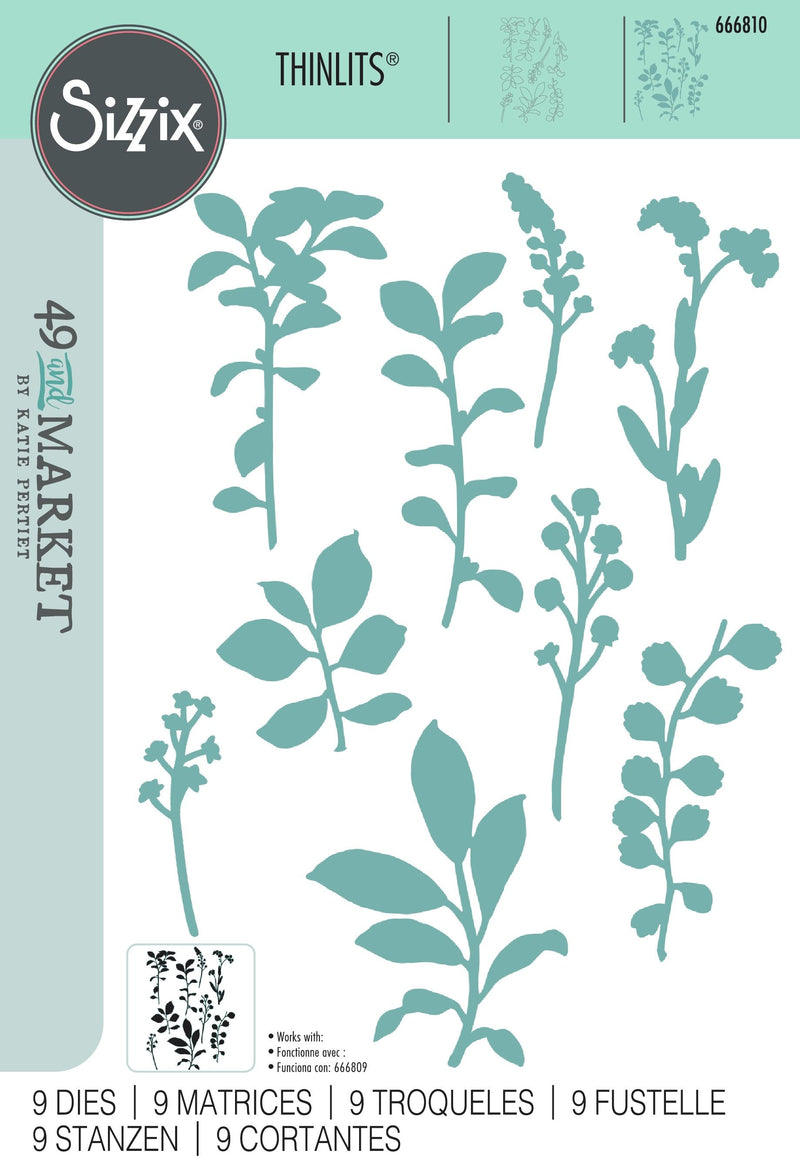 Sizzix By 49 And Market Framelits Die Set Fine Stems