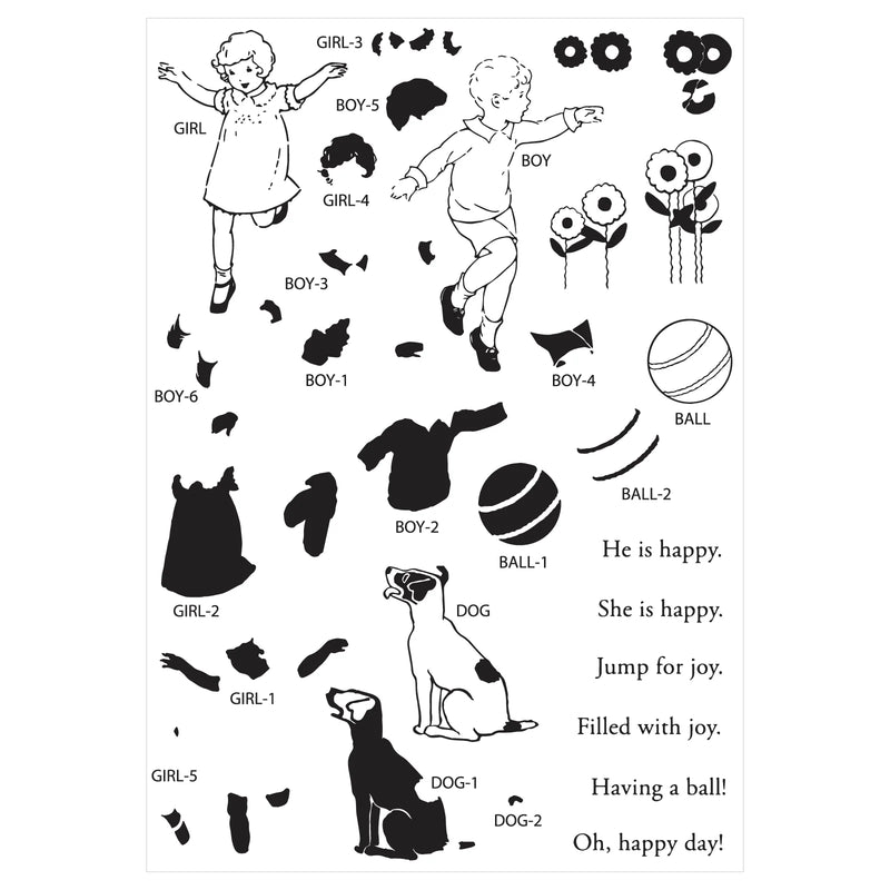 Sizzix By 49 And Market A5 Clear Stamps with Framelits Dies Play Time 41 Pieces