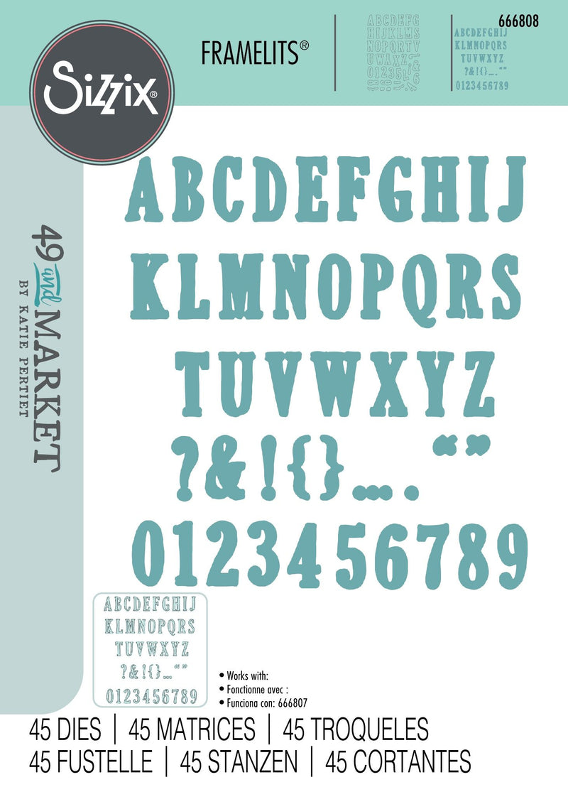 Sizzix By 49 And Market Framelits Fine Line Alphabet