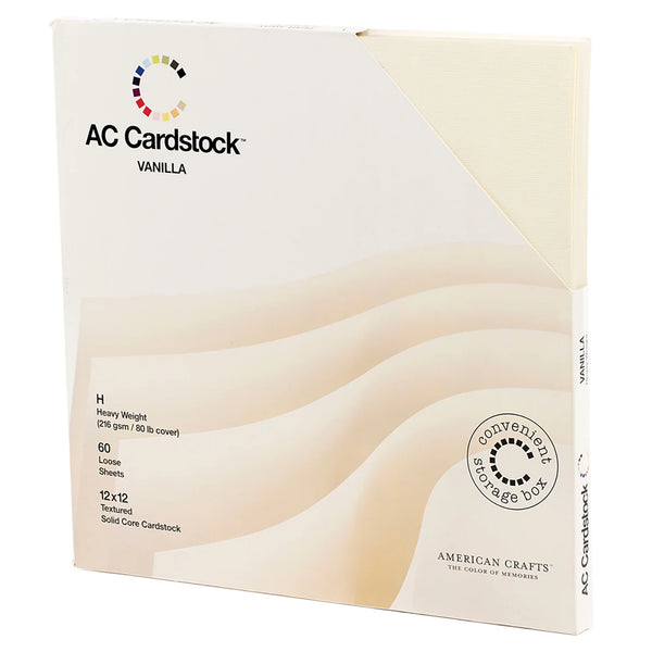 American Crafts 12" x 12" Textured 60 Sheets Vanilla Cardstock Variety Pack