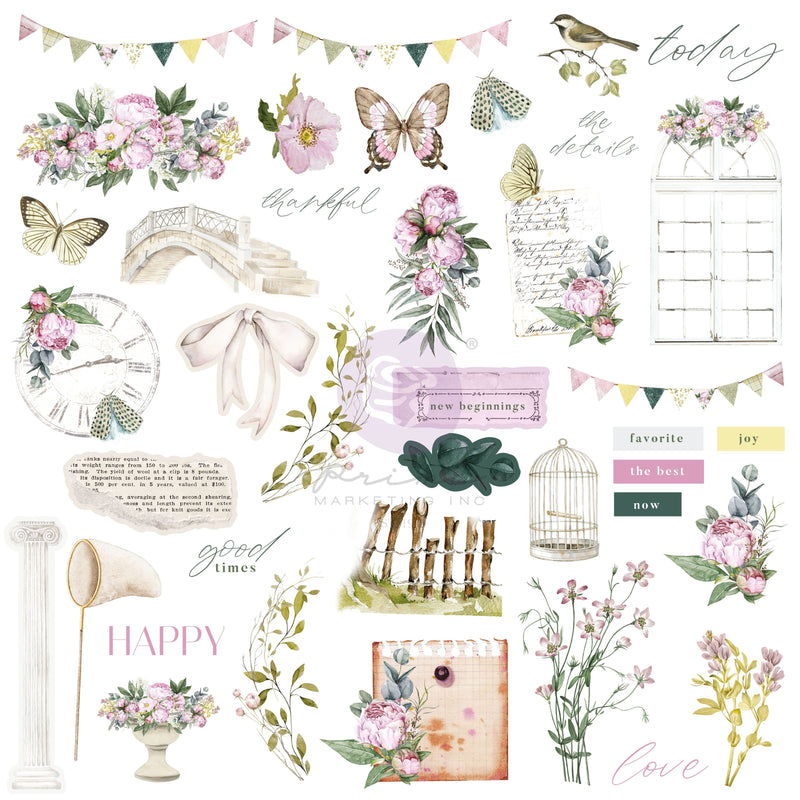 Prima Marketing Serene Petals Vintage Flutter Ephemera Pack of 78 Pieces