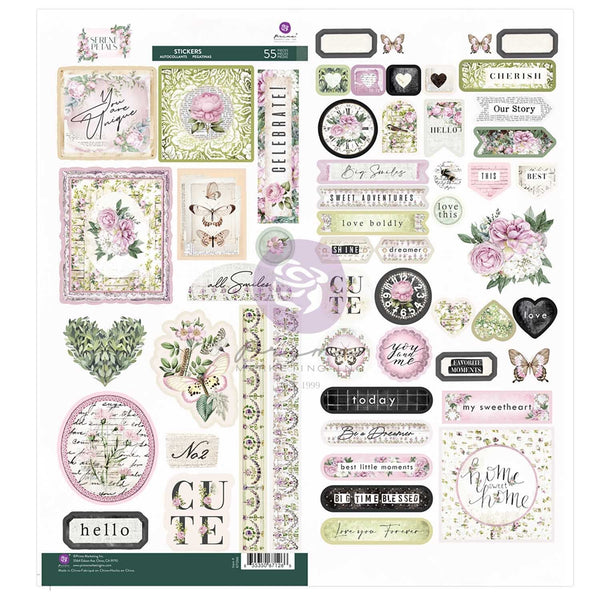 Prima Marketing Serene Petals Sticker Set of 55 Pieces