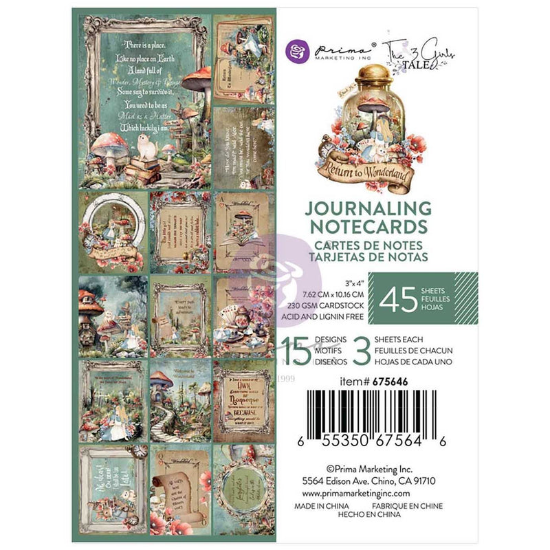 Prima Marketing Return To Wonderland 3"X4" Journaling Cards Pack of 15