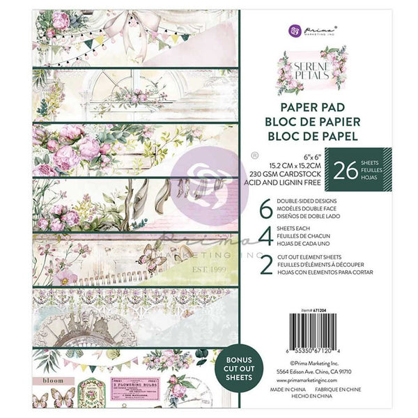 Prima Marketing Serene Petals 6"X6" Double-Sided Paper Pad