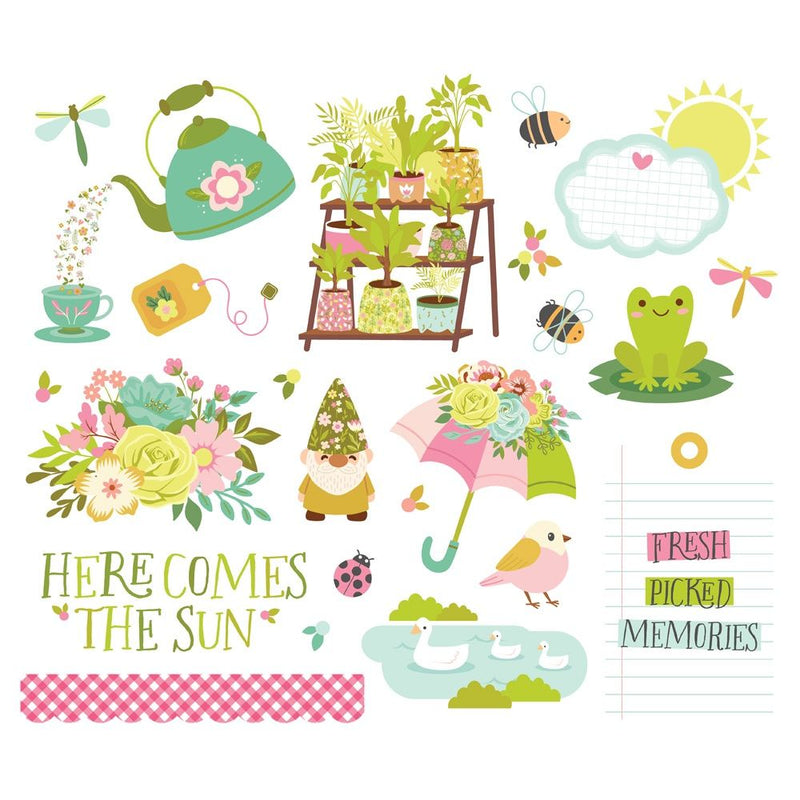 Simple Stories Tea Garden Bits & Pieces Die-Cuts 23 Pieces