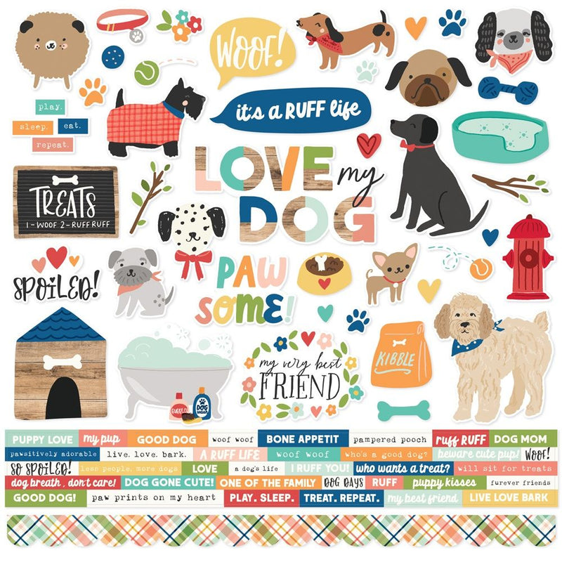 Simple Stories Fur Baby Dog Cardstock Stickers 78 Pieces