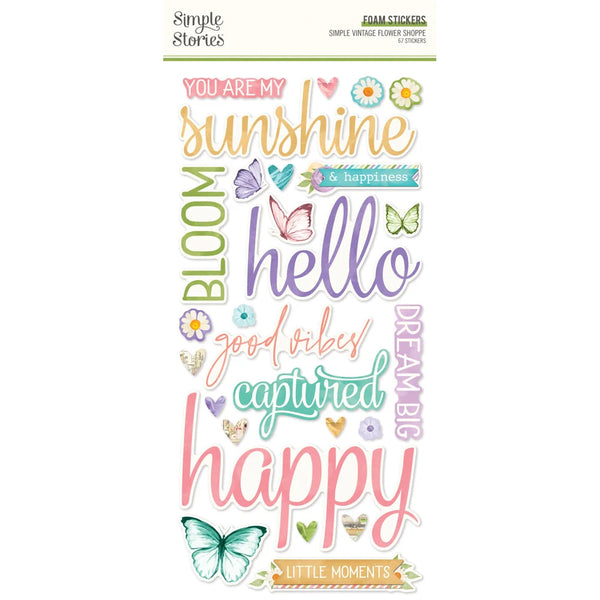 Simple Stories Vintage Flower Shoppe Foam Stickers