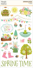 Simple Stories Tea Garden Chipboard Stickers 35 Pieces