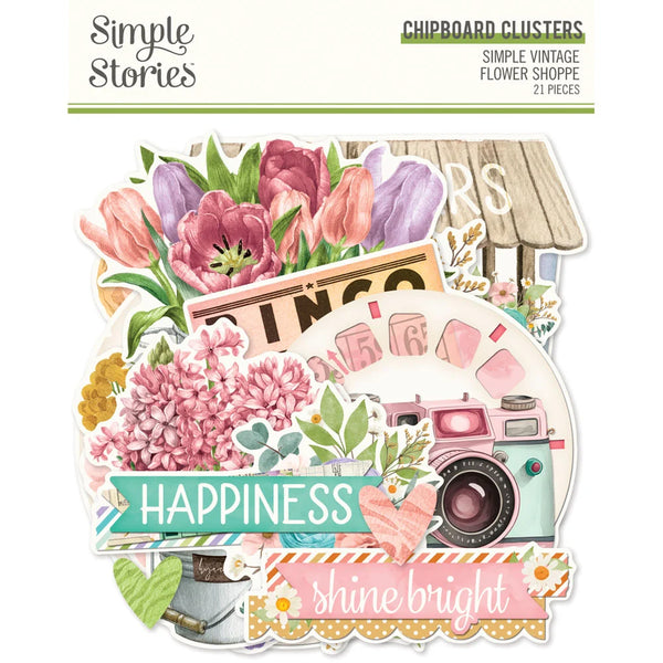 Simple Stories Vintage Flower Shoppe Chipboard Clusters