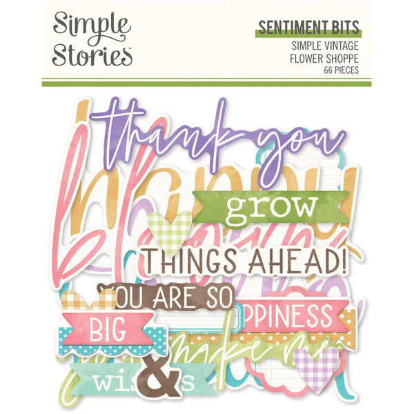 Simple Stories Vintage Flower Shoppe Sentiment Bits & Pieces