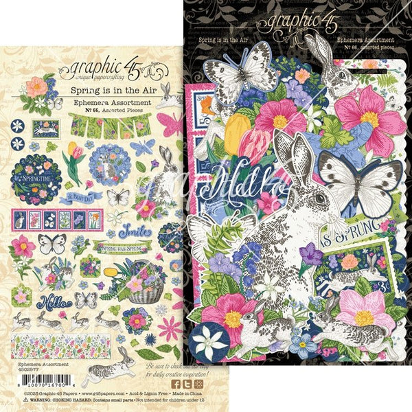 Graphic 45 Spring is in the Air Ephemera Set of 65 Pieces