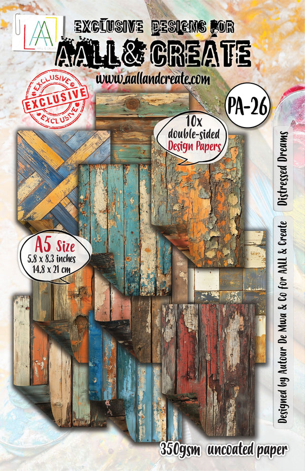 AALL And Create A5 Double-Sided 350gsm Cardstock Distressed Dreams Pack of 10