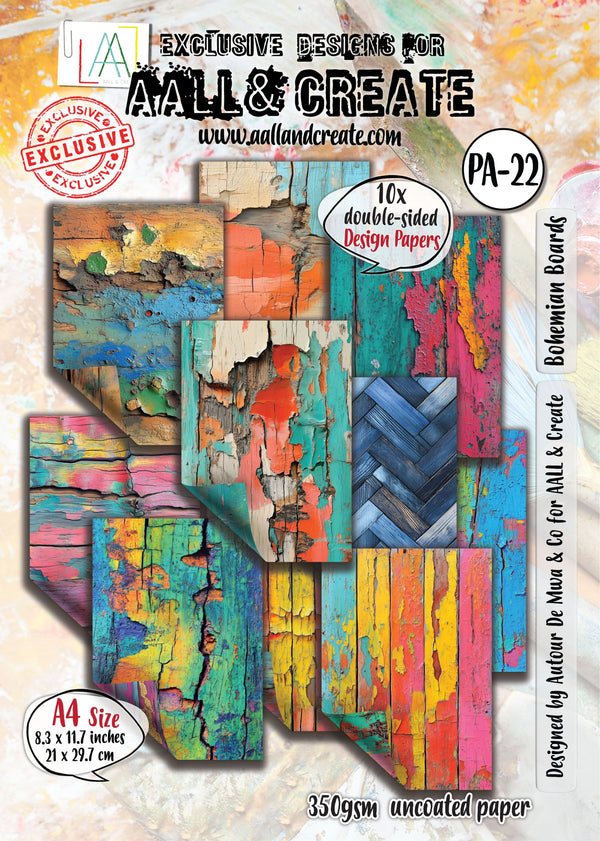 AALL And Create Double-Sided A4 350gsm Bohemian Boards Cardstock Pack of 10