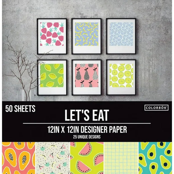 American Crafts 12" x 12" Let's Eat Cardstock Pack