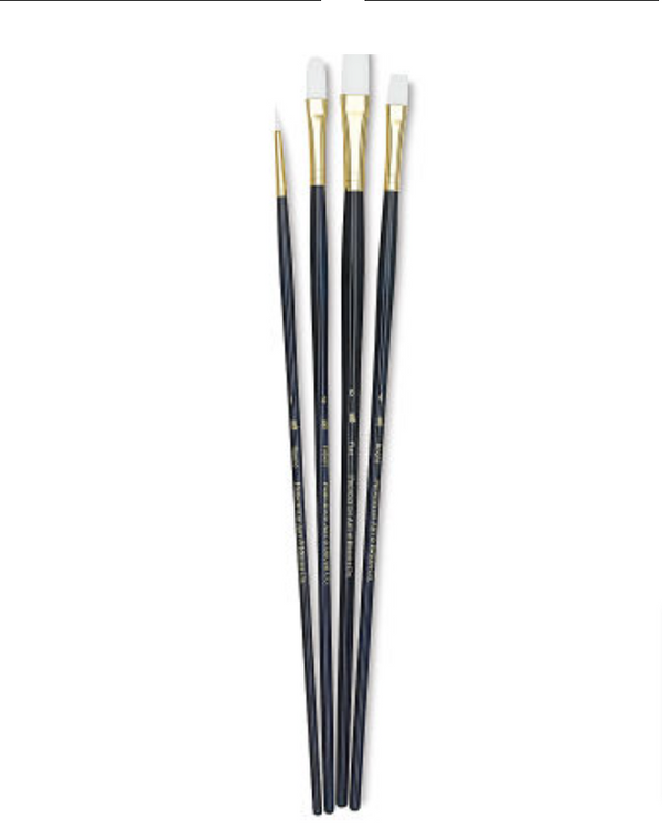 Princeton Real Value White Taklon 9130 Brushes Set of 4