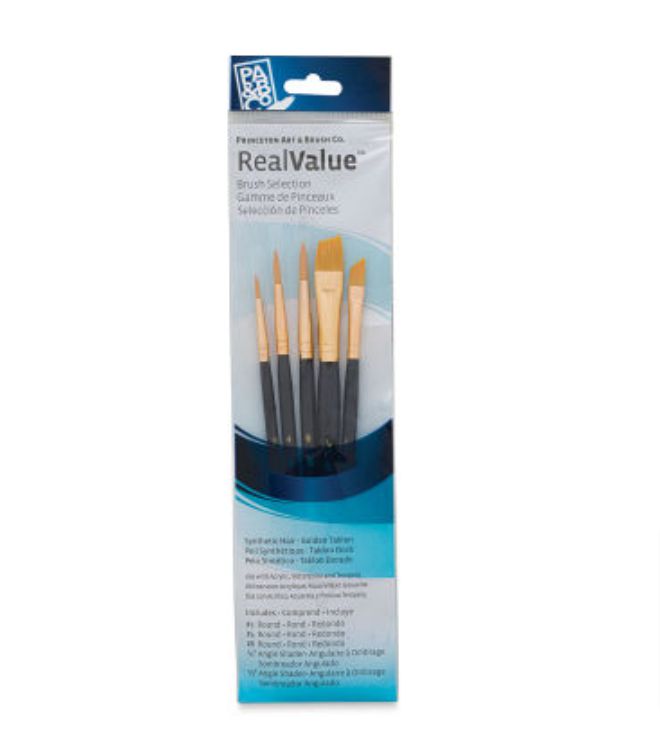 Princeton Brush Real Value Synthetic Golden Taklon Brushes 9139 Set Of 5